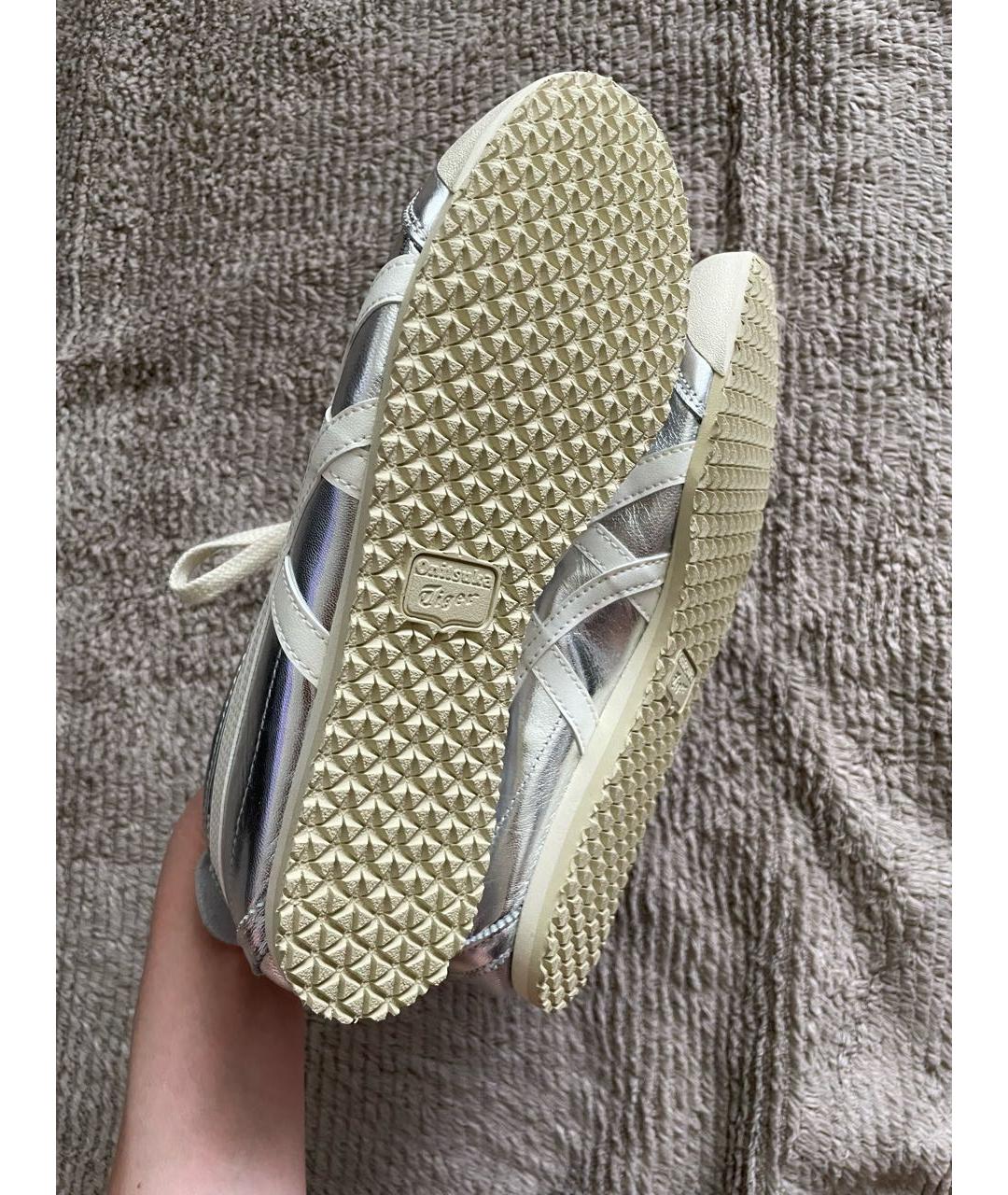 ONITSUKA TIGER Серебряные кожаные кеды, фото 6