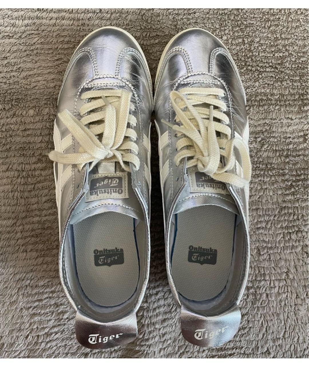 ONITSUKA TIGER Серебряные кожаные кеды, фото 3
