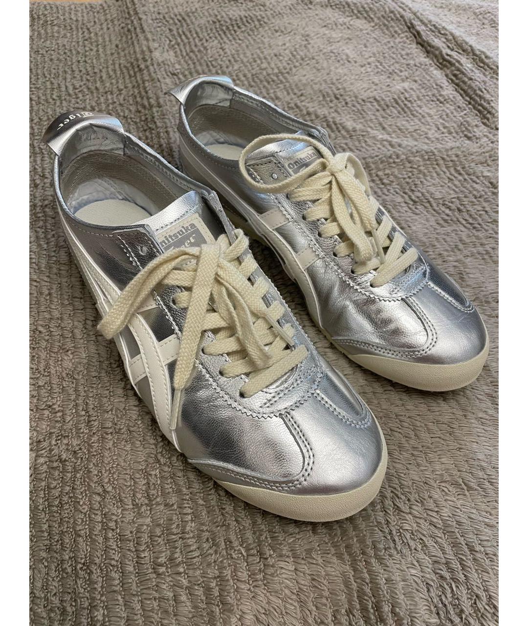 ONITSUKA TIGER Серебряные кожаные кеды, фото 2
