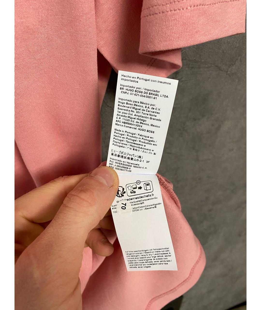 HUGO BOSS Коралловая хлопковая футболка, фото 7