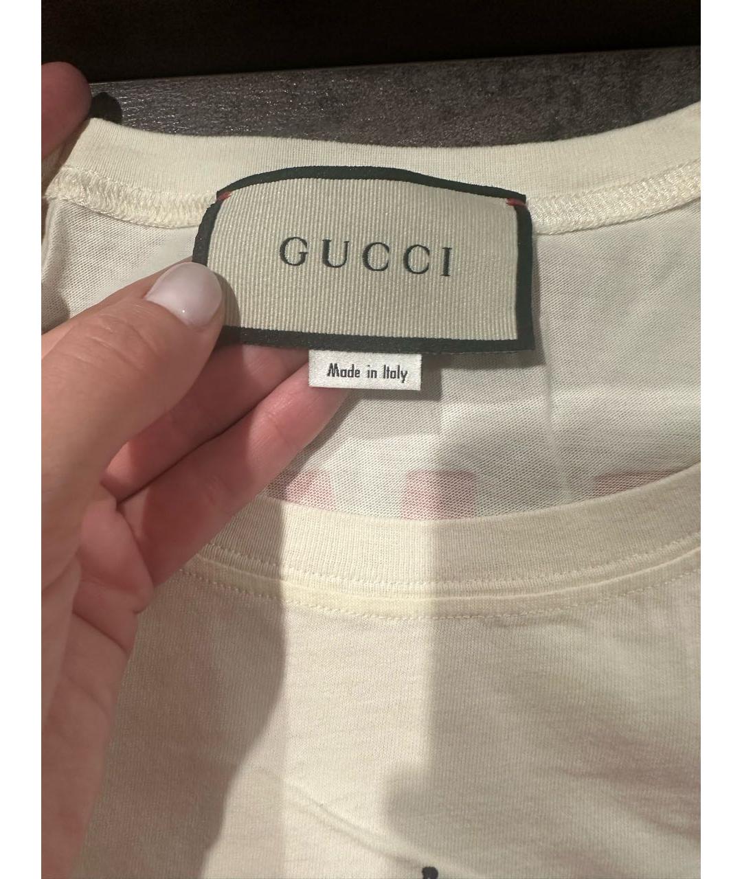 GUCCI Белая хлопковая футболка, фото 4