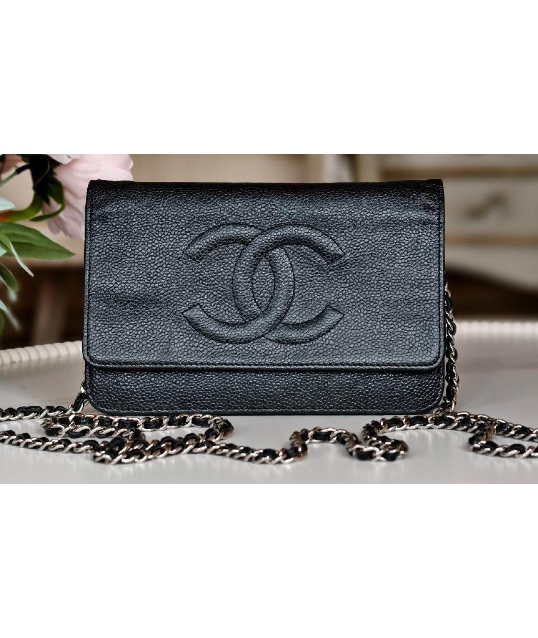 CHANEL Черная кожаная сумка с короткими ручками, фото 9