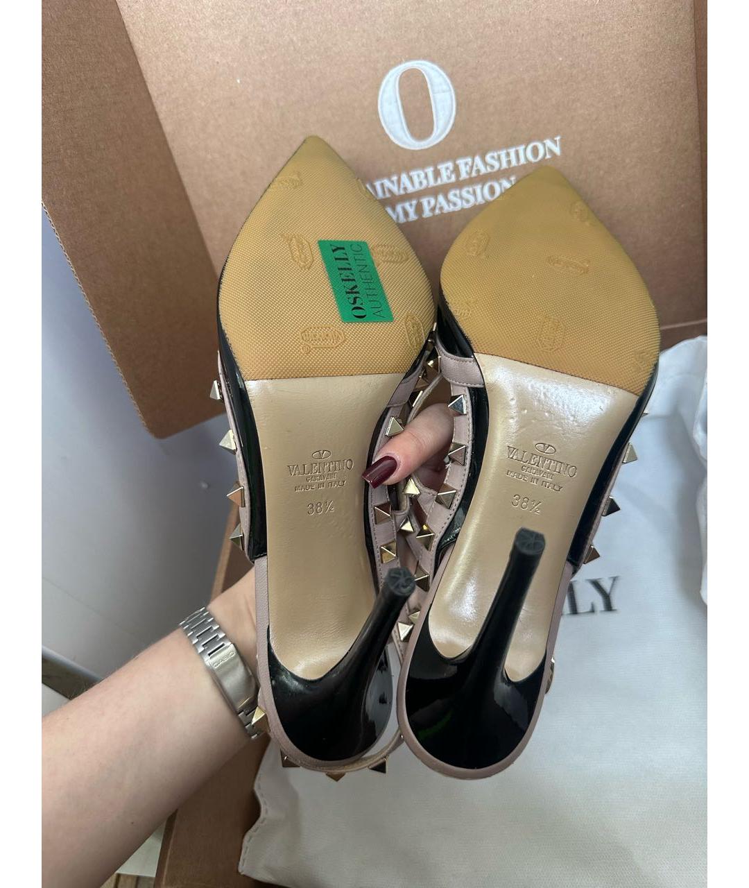 VALENTINO Черные босоножки из лакированной кожи, фото 5
