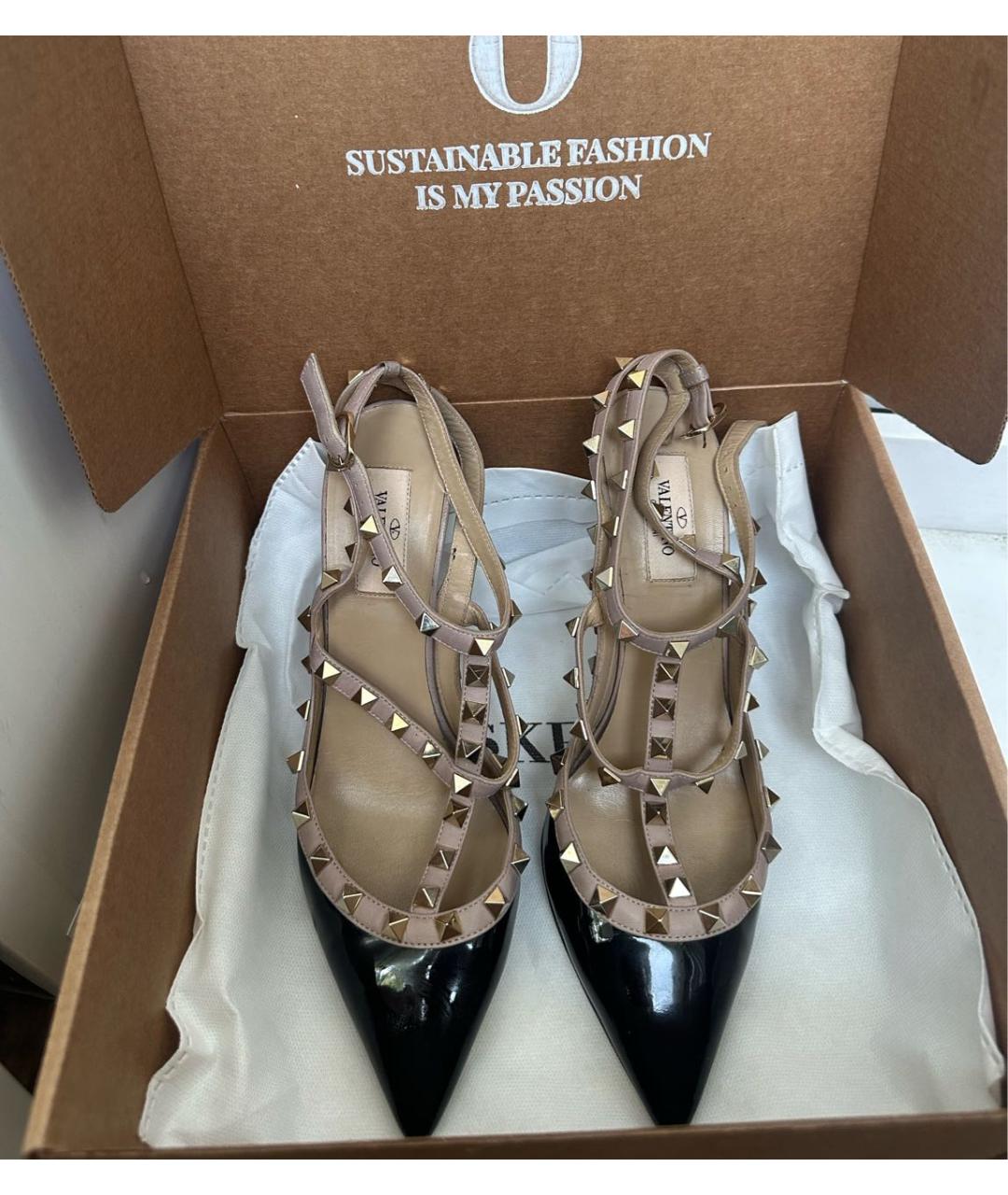VALENTINO Черные босоножки из лакированной кожи, фото 2