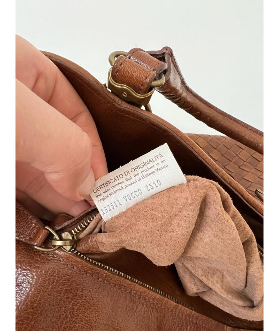 BOTTEGA VENETA Коричневая кожаная сумка с короткими ручками, фото 7