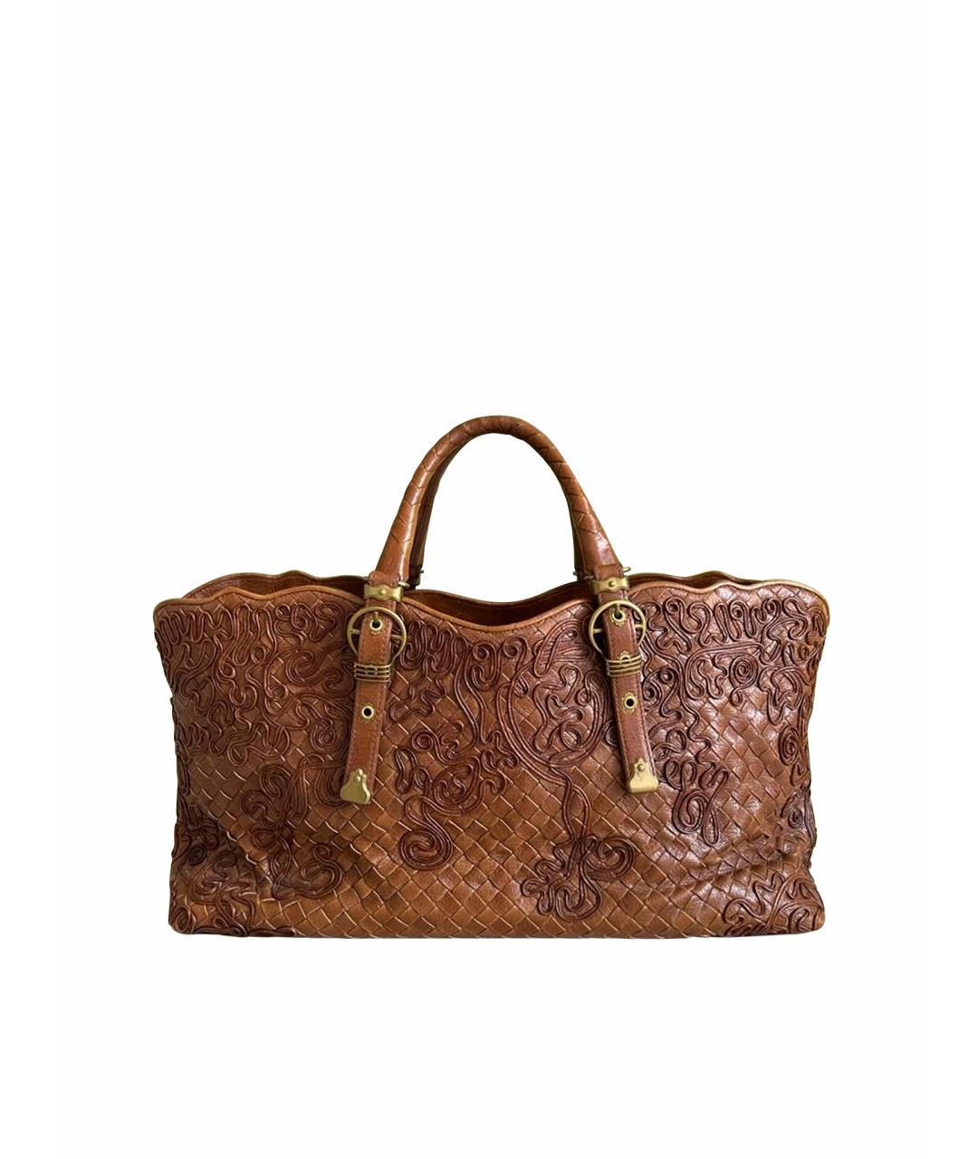 BOTTEGA VENETA Коричневая кожаная сумка с короткими ручками, фото 1