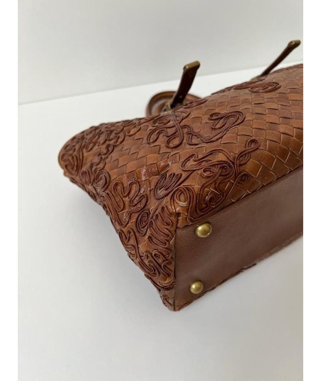 BOTTEGA VENETA Коричневая кожаная сумка с короткими ручками, фото 5