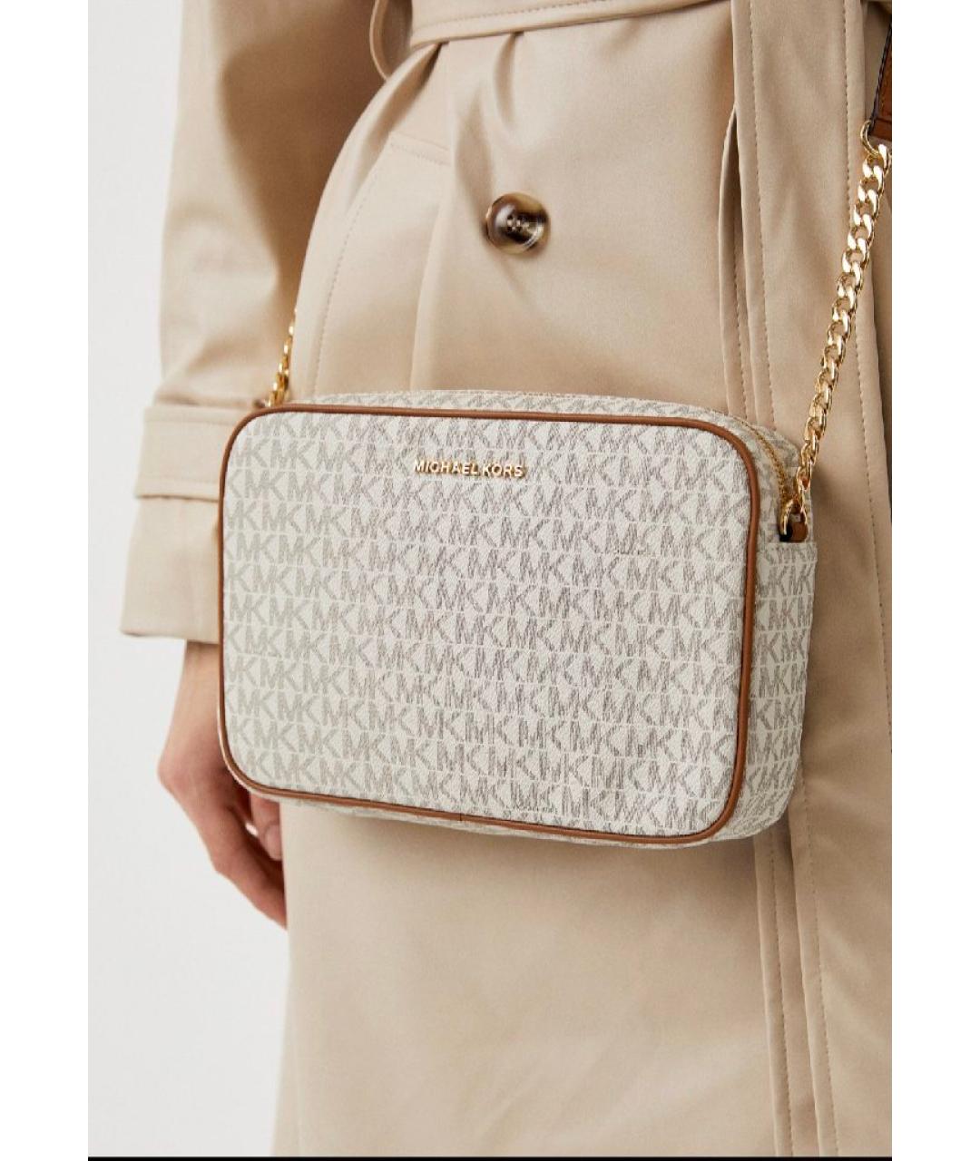 MICHAEL KORS Белая сумка через плечо из искусственной кожи, фото 3