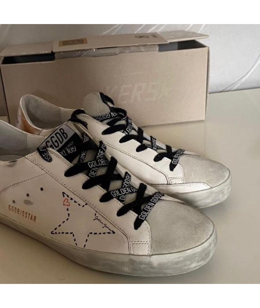 GOLDEN GOOSE DELUXE BRAND Бежевые кожаные кеды, фото 2
