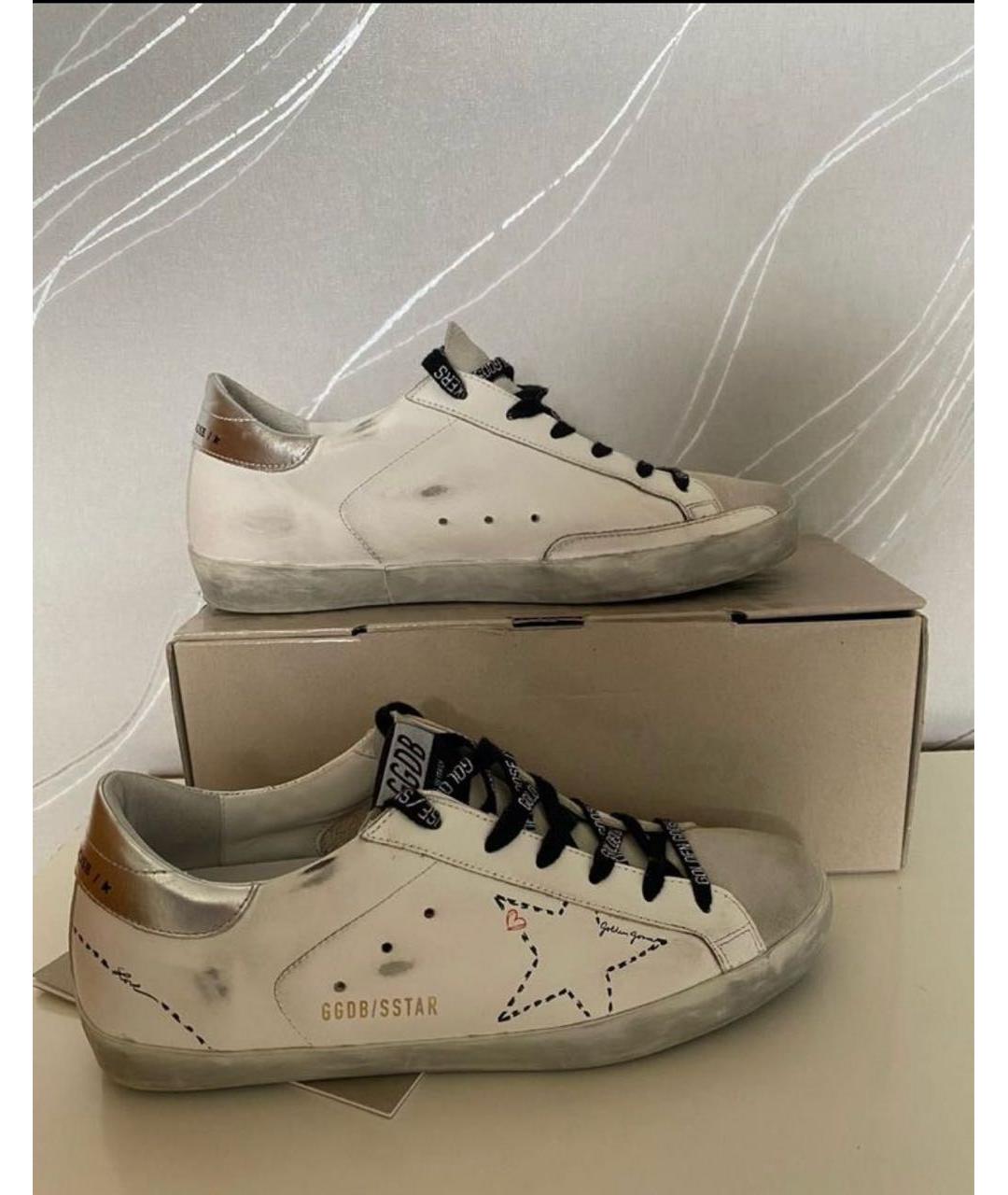 GOLDEN GOOSE DELUXE BRAND Бежевые кожаные кеды, фото 5