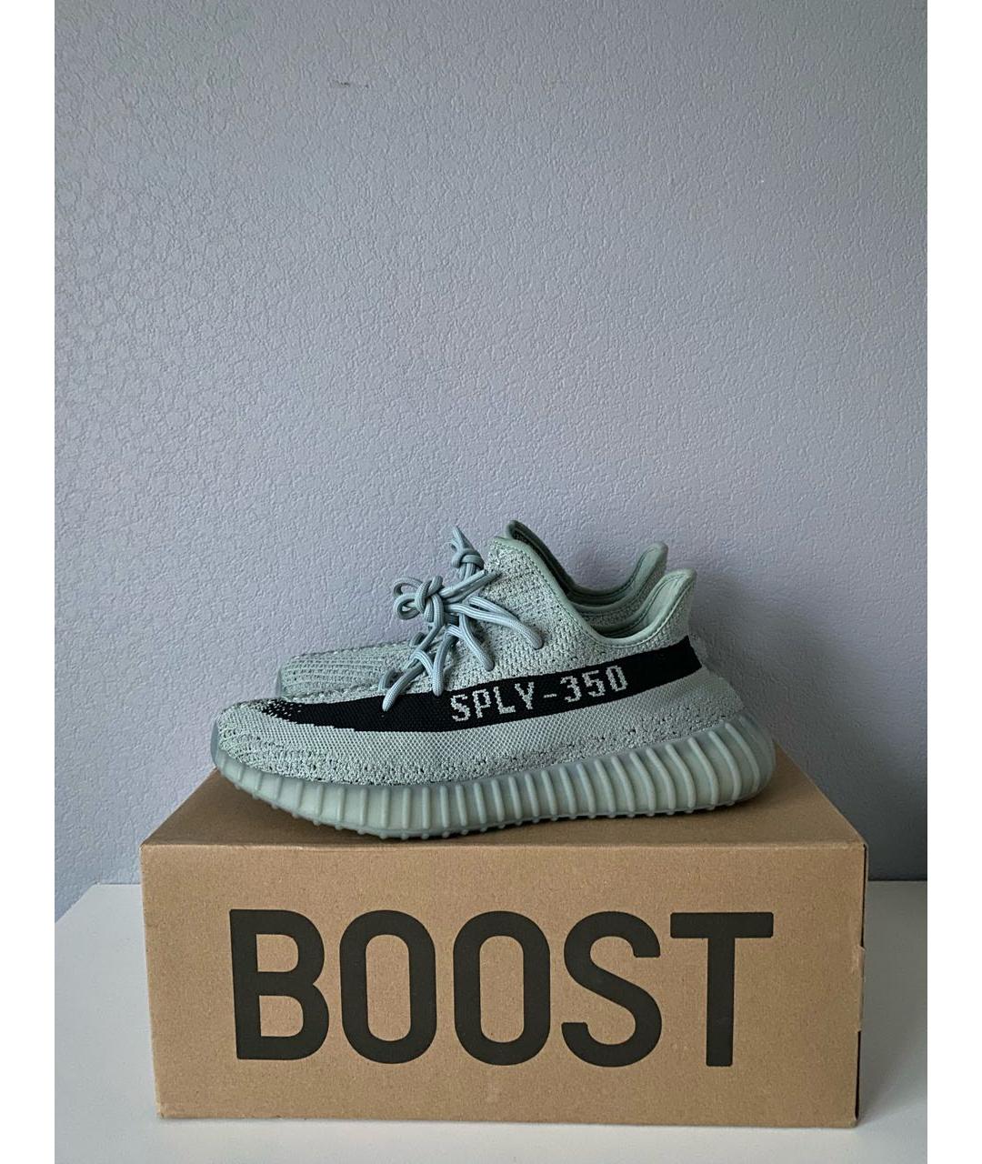 ADIDAS YEEZY Голубые текстильные низкие кроссовки / кеды, фото 4