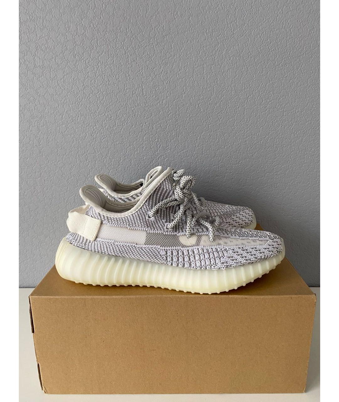 ADIDAS YEEZY Белые текстильные низкие кроссовки / кеды, фото 4