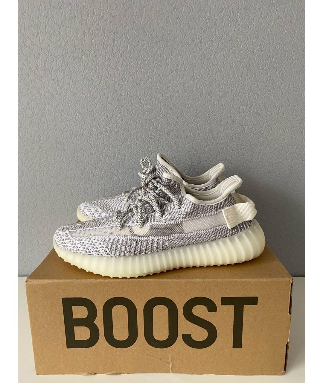 ADIDAS YEEZY Белые текстильные низкие кроссовки / кеды, фото 3