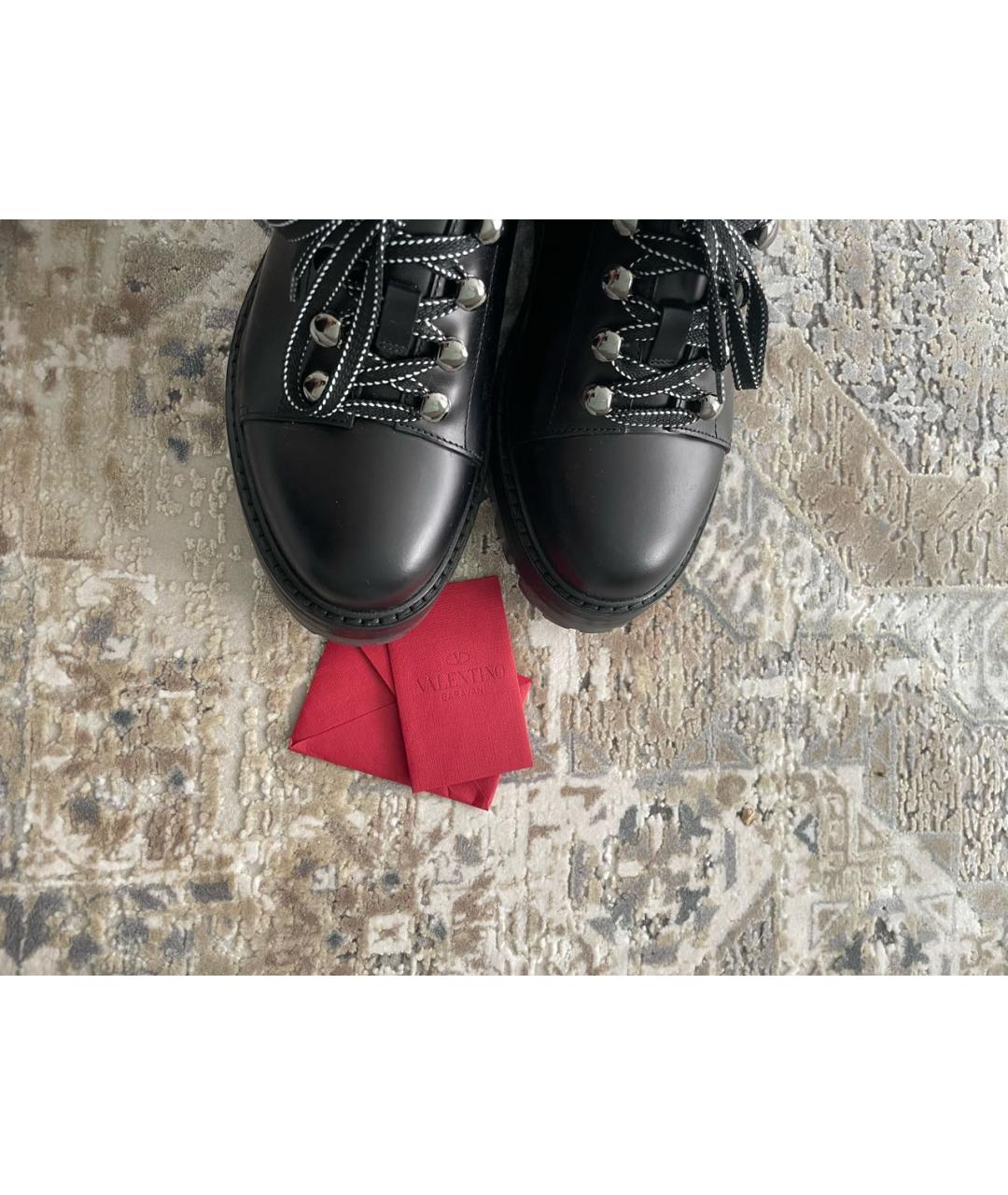VALENTINO Черные кожаные ботинки, фото 4