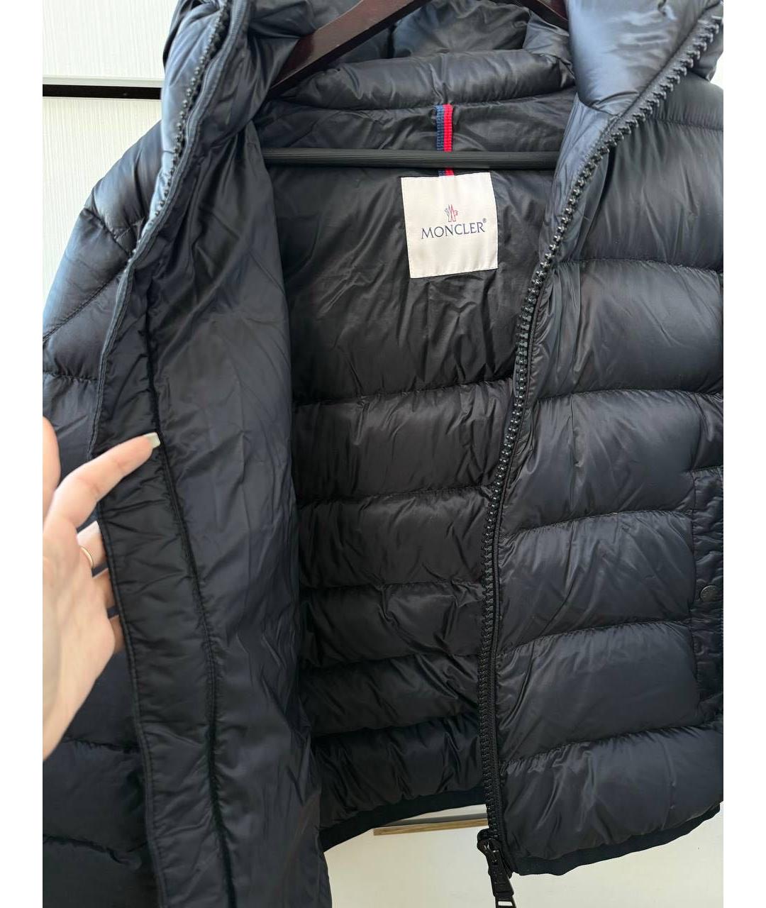 MONCLER Черный полиэстеровый пуховик, фото 3