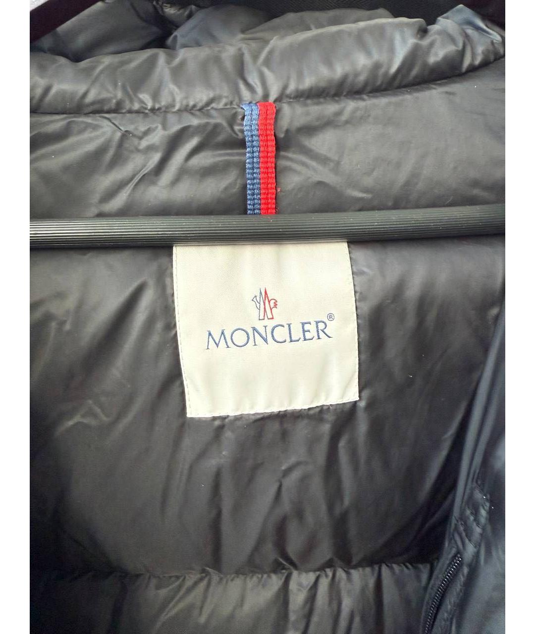 MONCLER Черный полиэстеровый пуховик, фото 4