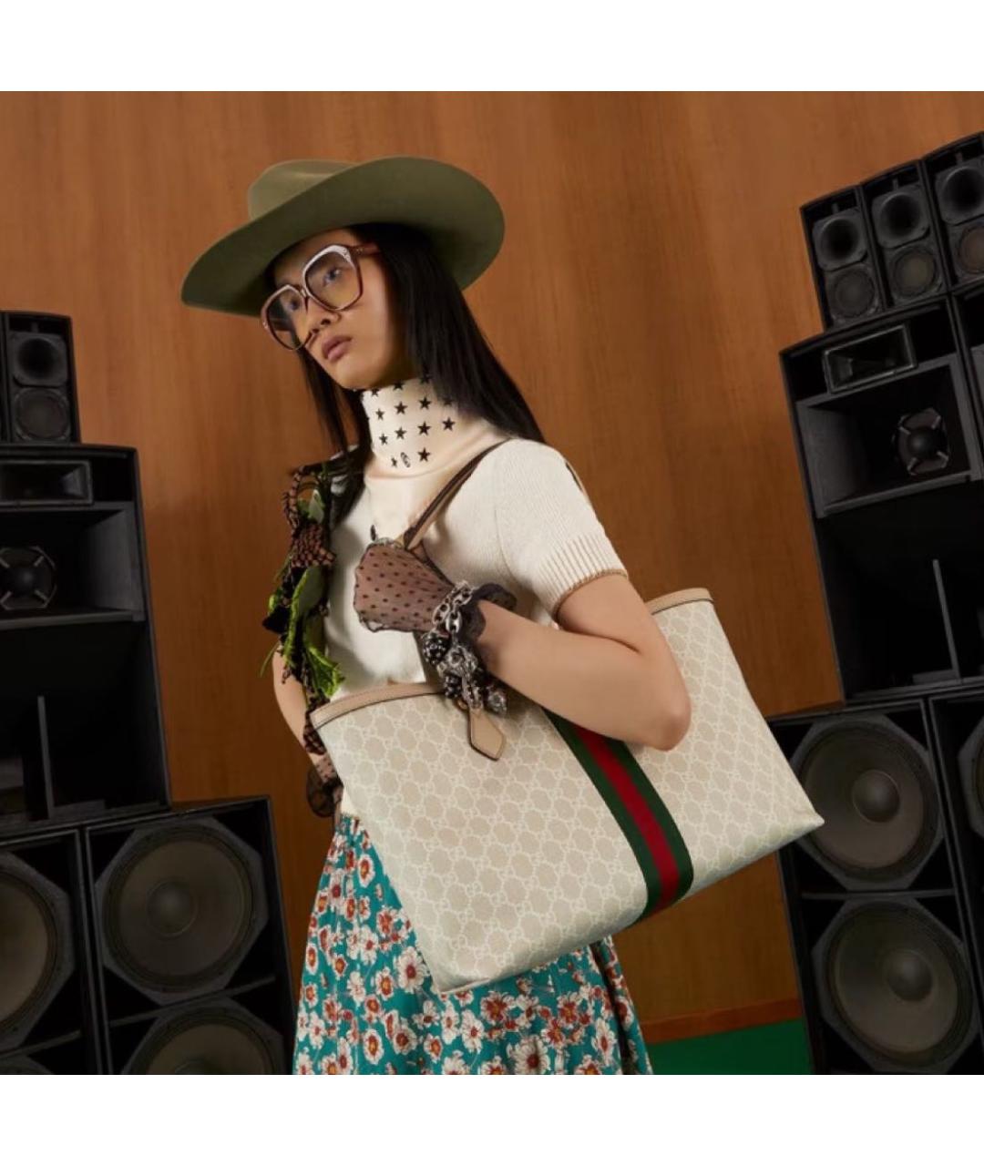 GUCCI Бежевая сумка тоут, фото 5