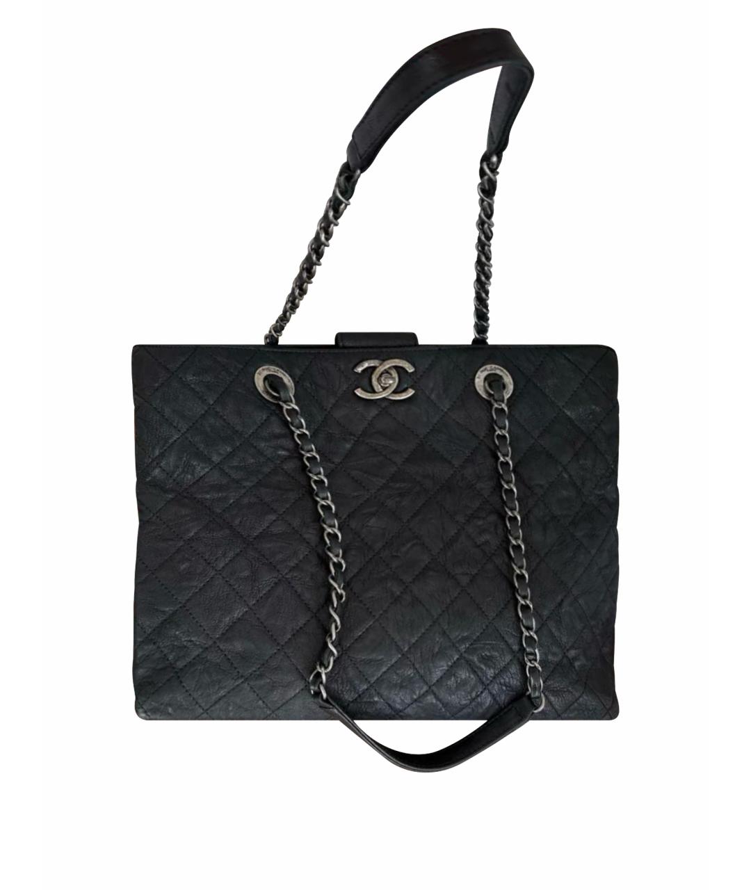CHANEL Черная кожаная сумка тоут, фото 1