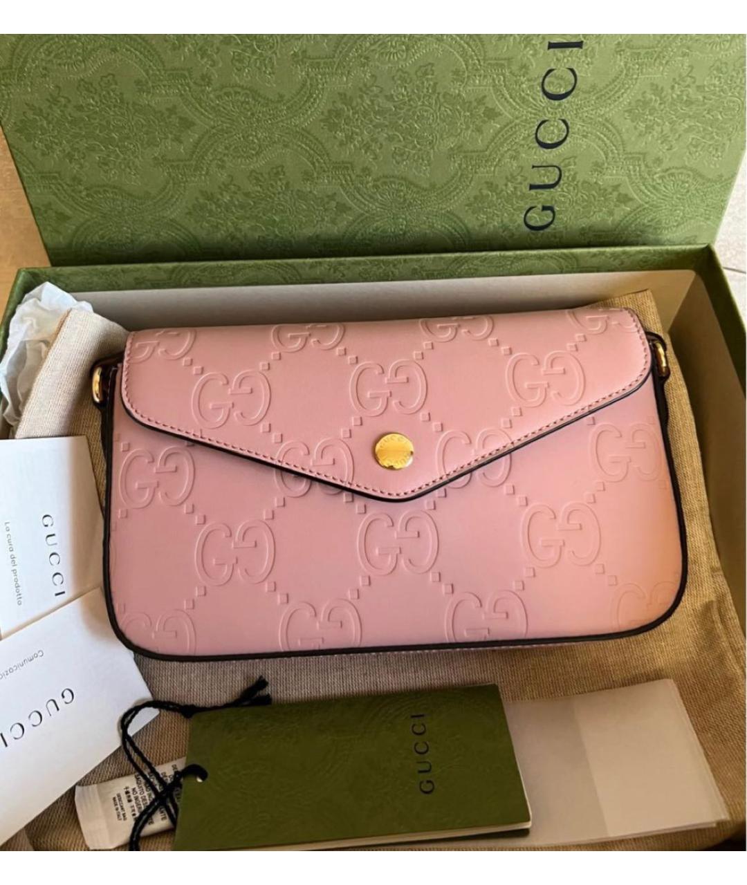 GUCCI Розовая кожаная сумка через плечо, фото 5
