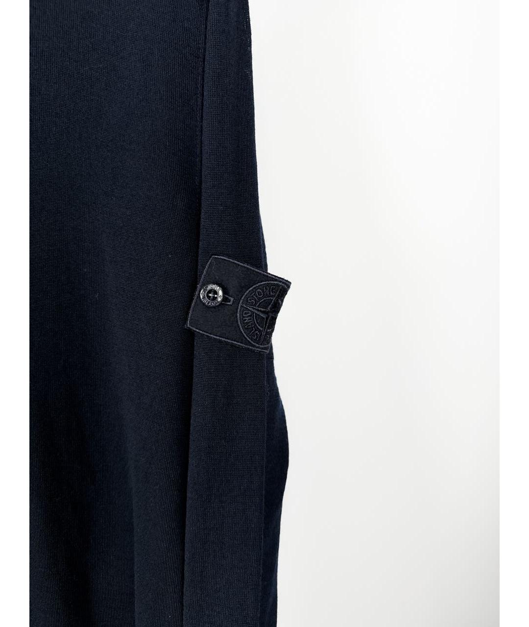 STONE ISLAND Темно-синяя шерстяная водолазка, фото 4