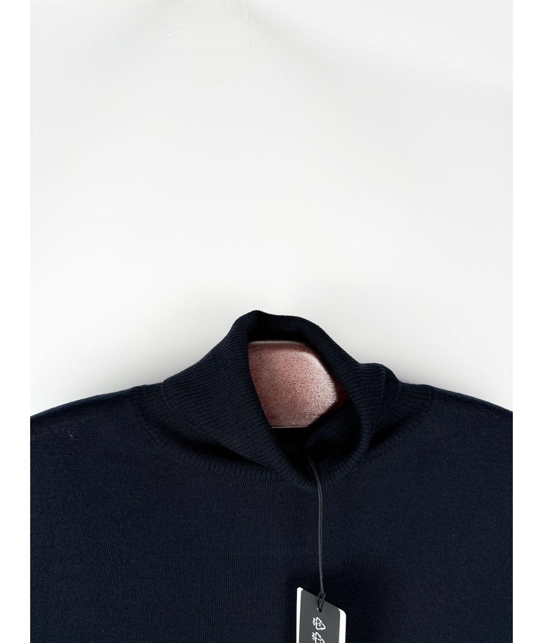 STONE ISLAND Темно-синяя шерстяная водолазка, фото 3