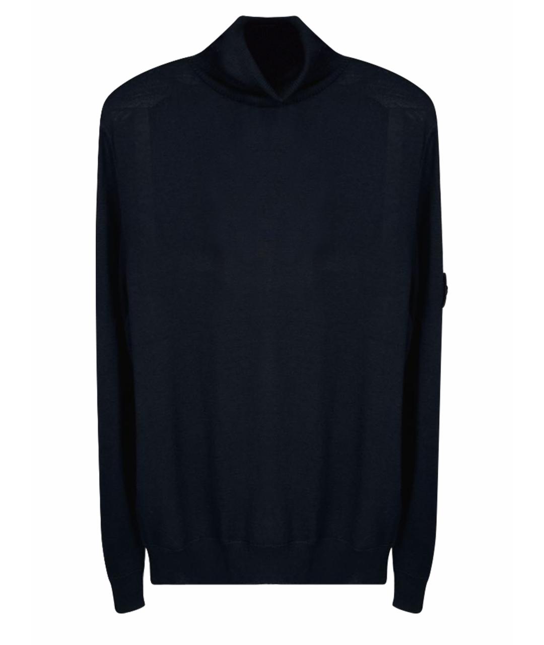 STONE ISLAND Темно-синяя шерстяная водолазка, фото 1