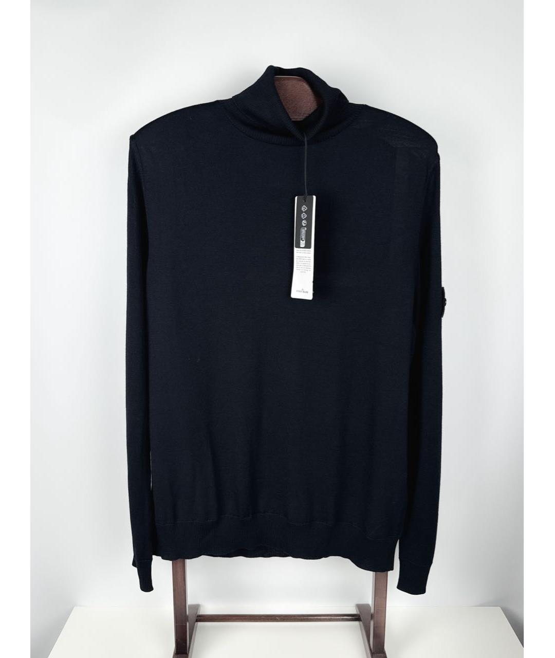 STONE ISLAND Темно-синяя шерстяная водолазка, фото 9