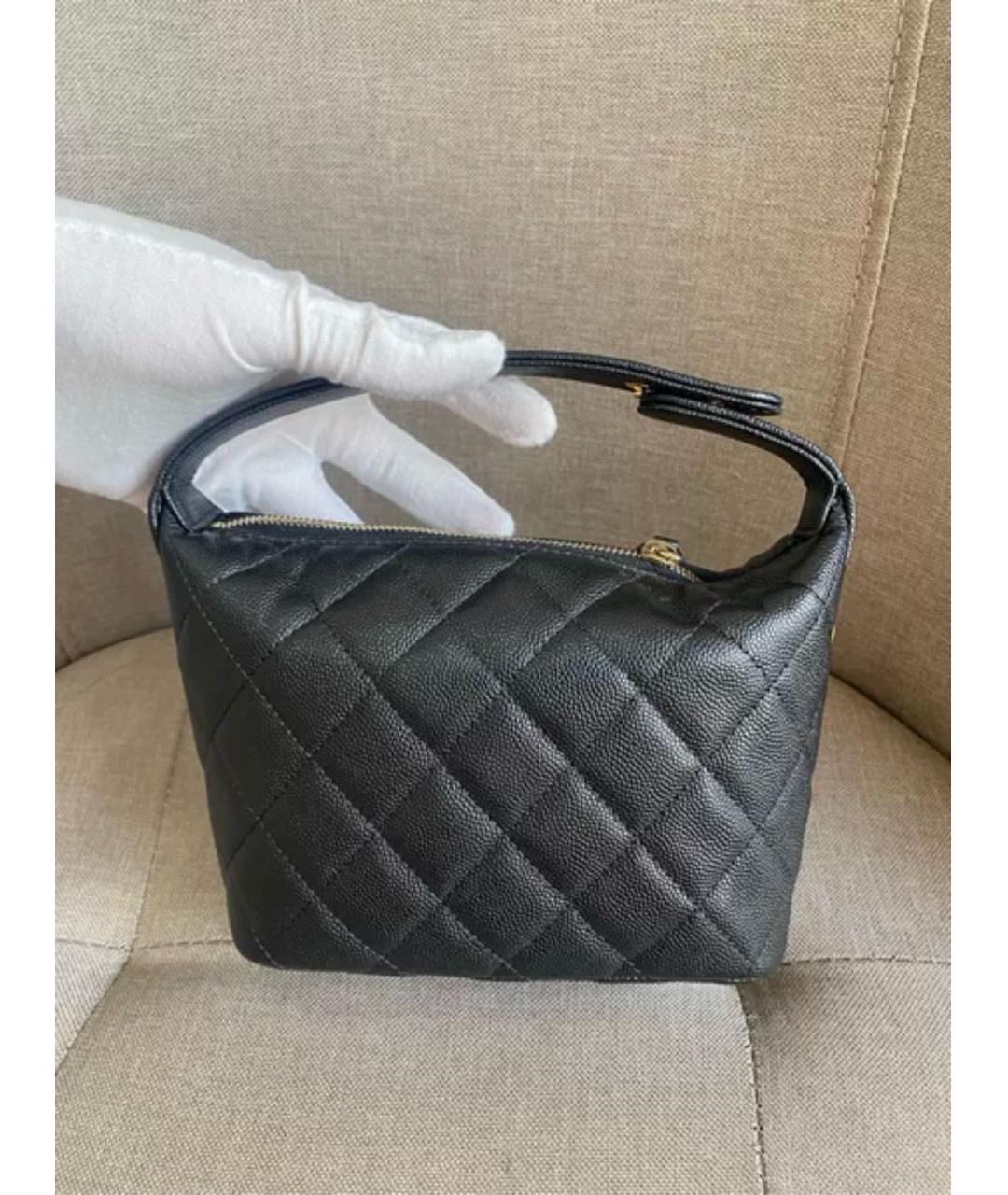 CHANEL Черная кожаная сумка с короткими ручками, фото 3