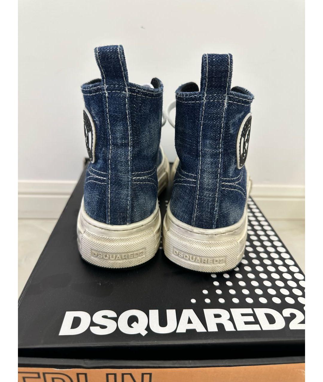 DSQUARED2 Синие текстильные кроссовки, фото 4
