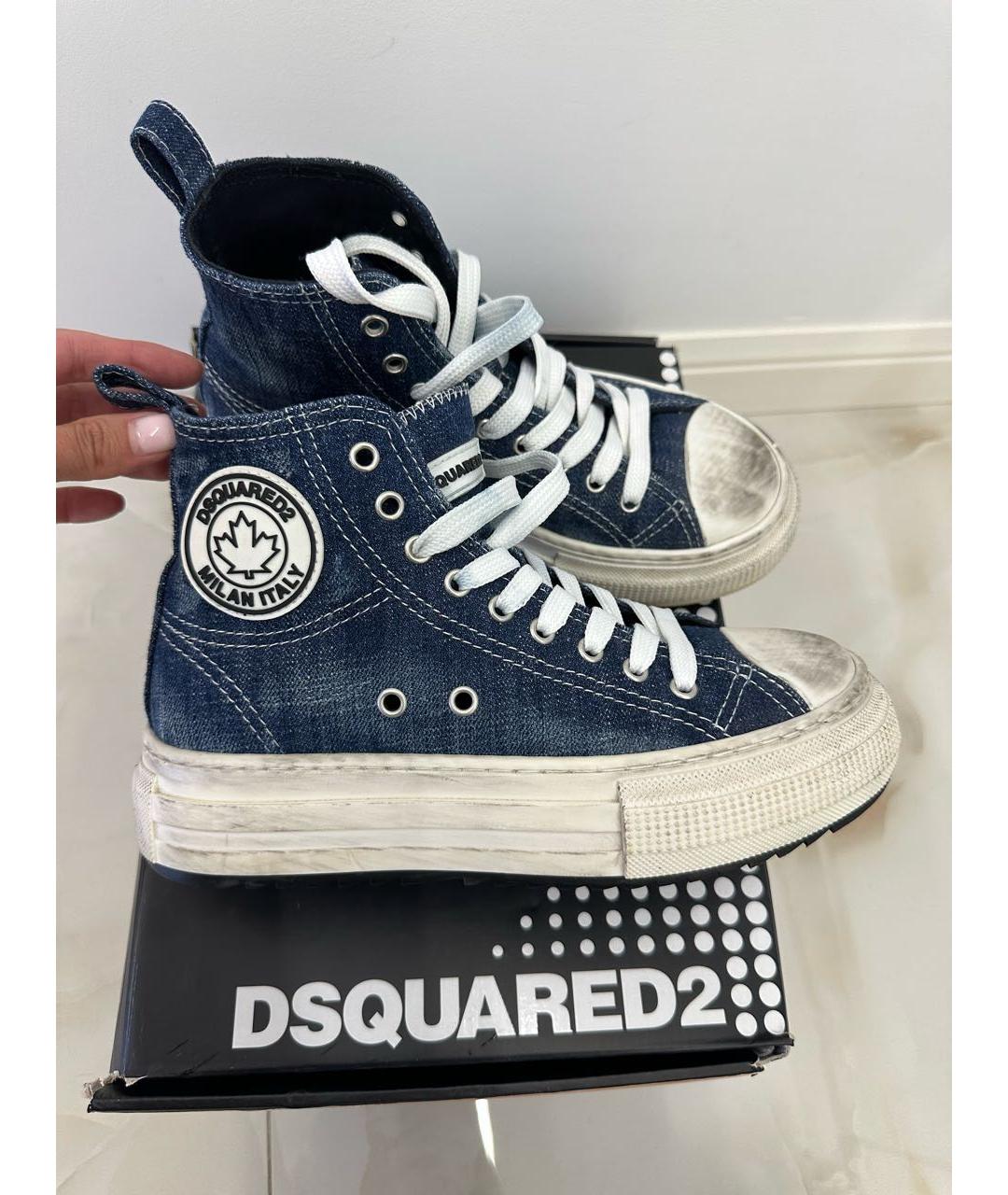 DSQUARED2 Синие текстильные кроссовки, фото 3
