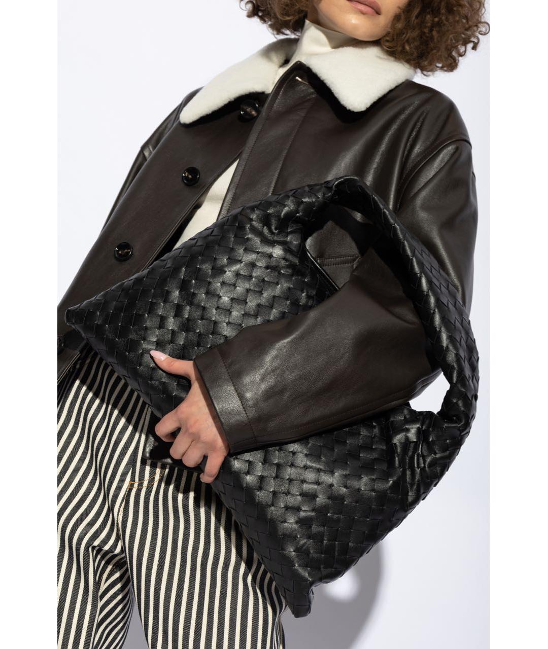 BOTTEGA VENETA Черная кожаная сумка через плечо, фото 6