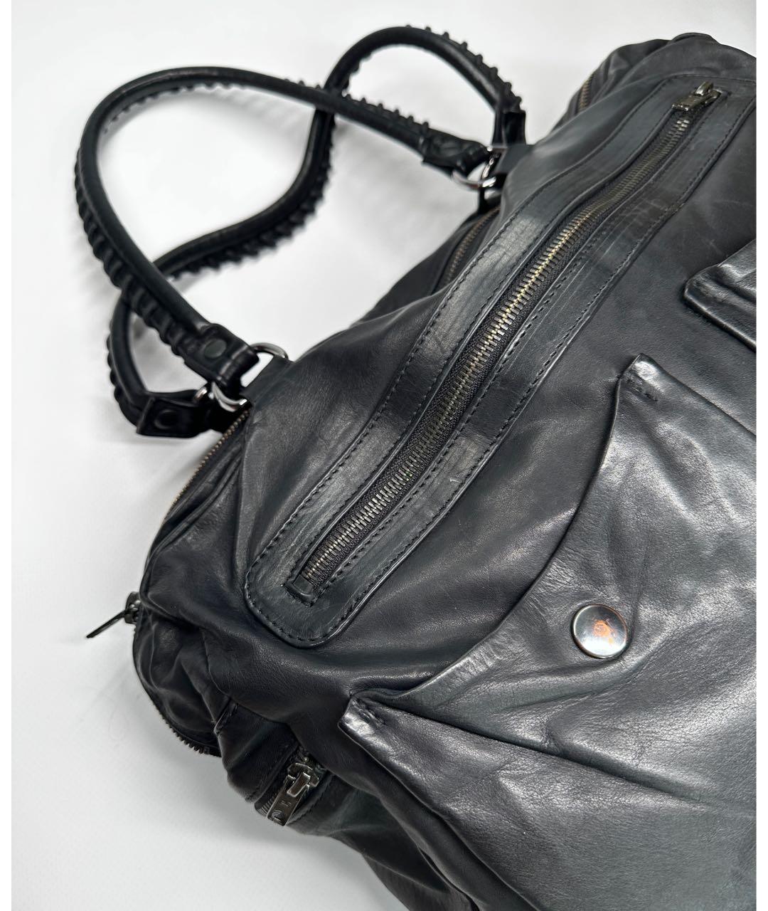 ANN DEMEULEMEESTER Черная кожаная сумка с короткими ручками, фото 6