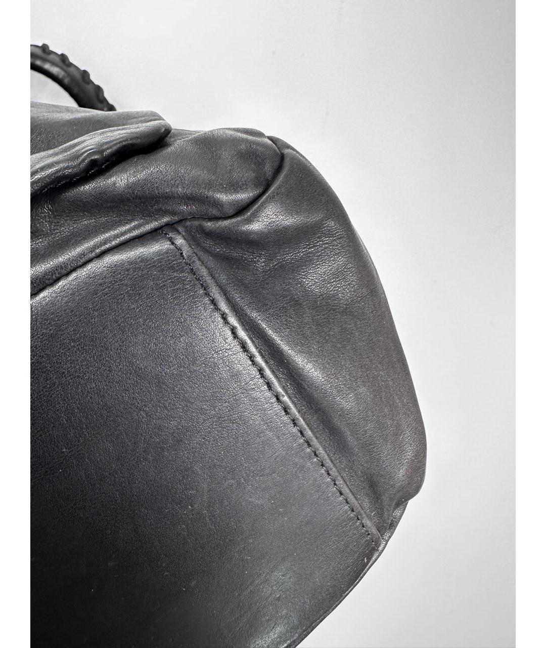 ANN DEMEULEMEESTER Черная кожаная сумка с короткими ручками, фото 5