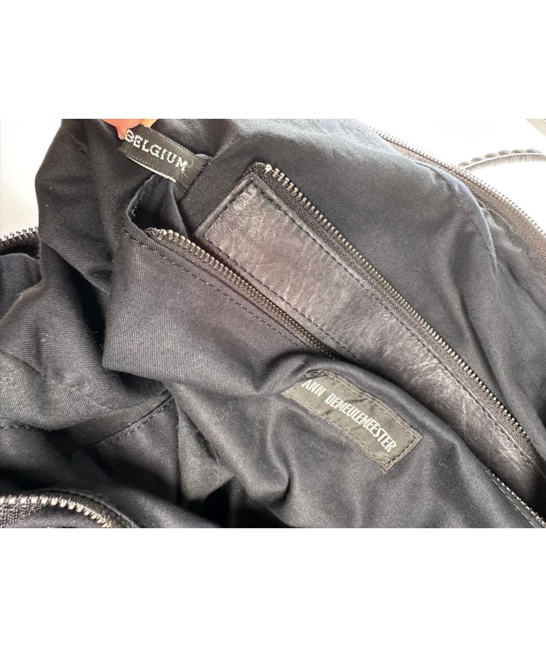 ANN DEMEULEMEESTER Черная кожаная сумка с короткими ручками, фото 8