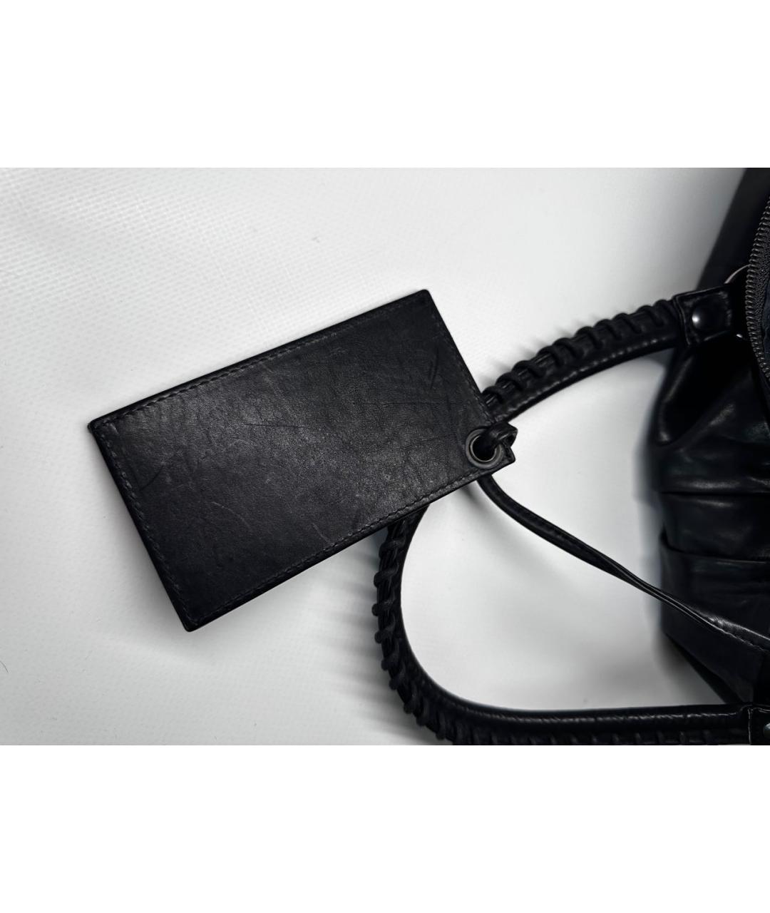 ANN DEMEULEMEESTER Черная кожаная сумка с короткими ручками, фото 7