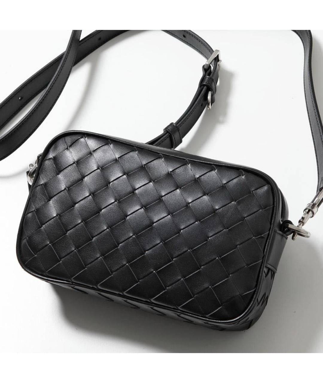 BOTTEGA VENETA Черная кожаная сумка на плечо, фото 5