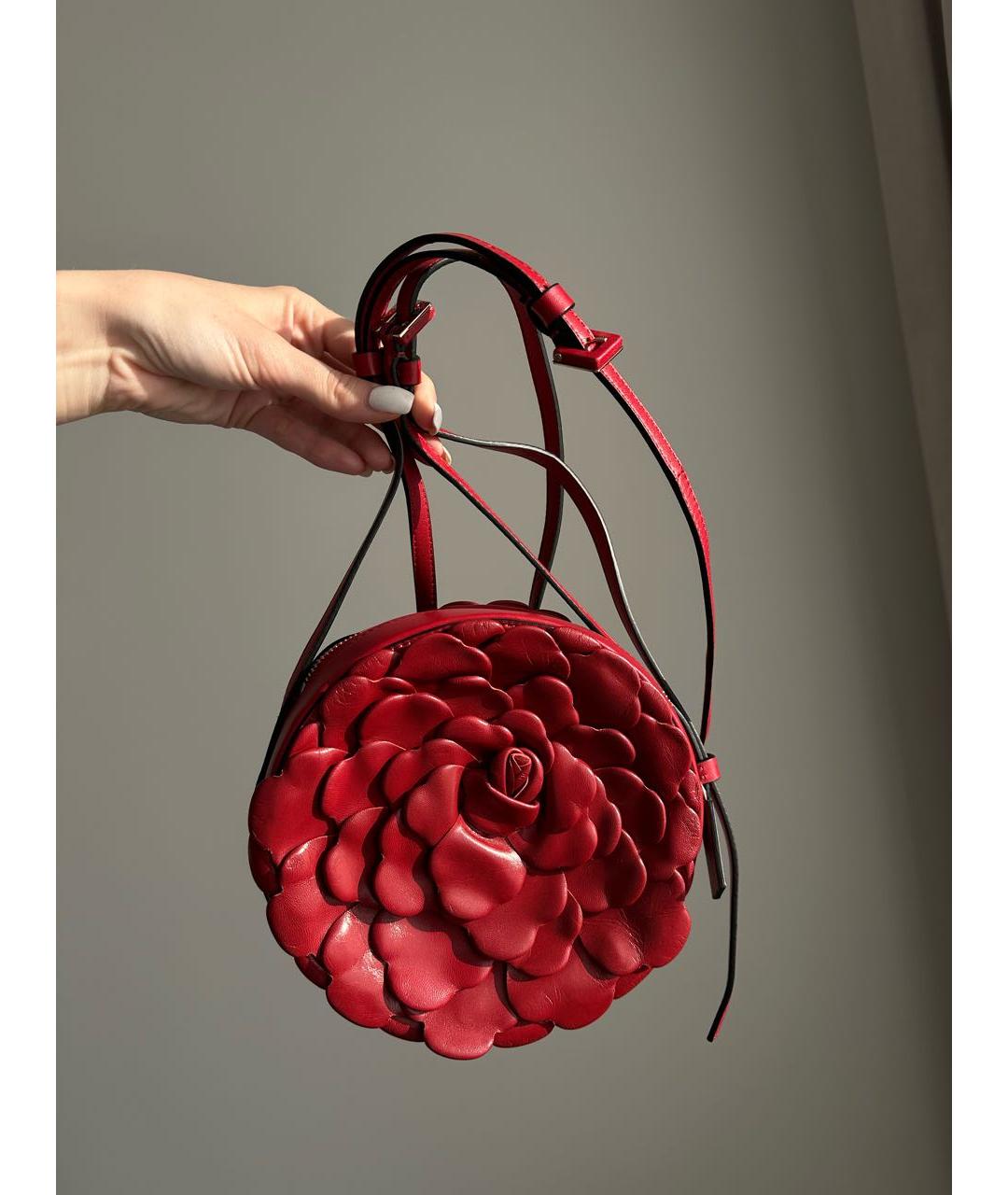 VALENTINO Бордовая кожаная сумка через плечо, фото 5
