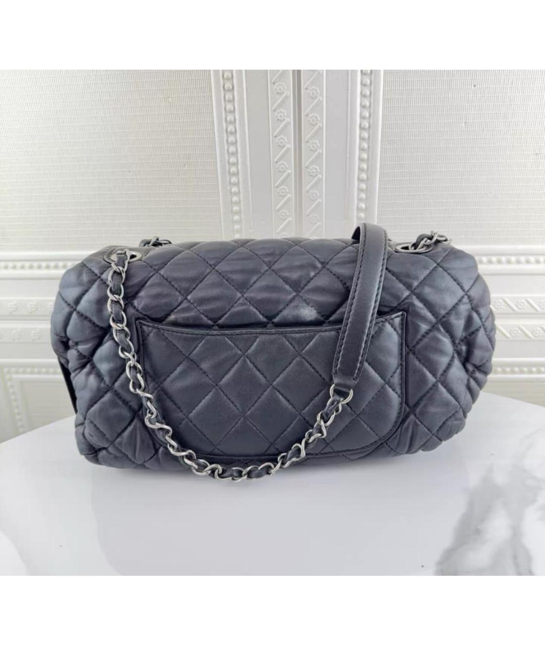 CHANEL Антрацитовая кожаная сумка через плечо, фото 3