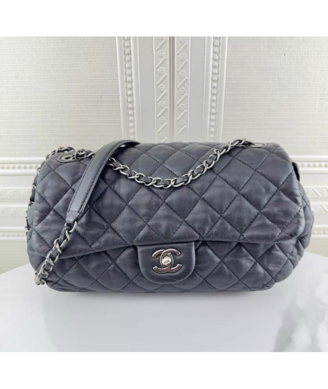 CHANEL Антрацитовая кожаная сумка через плечо, фото 7