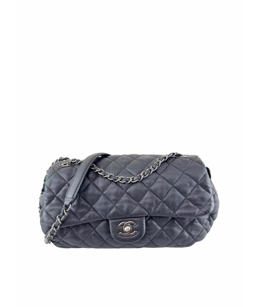 CHANEL Антрацитовая кожаная сумка через плечо, фото 1