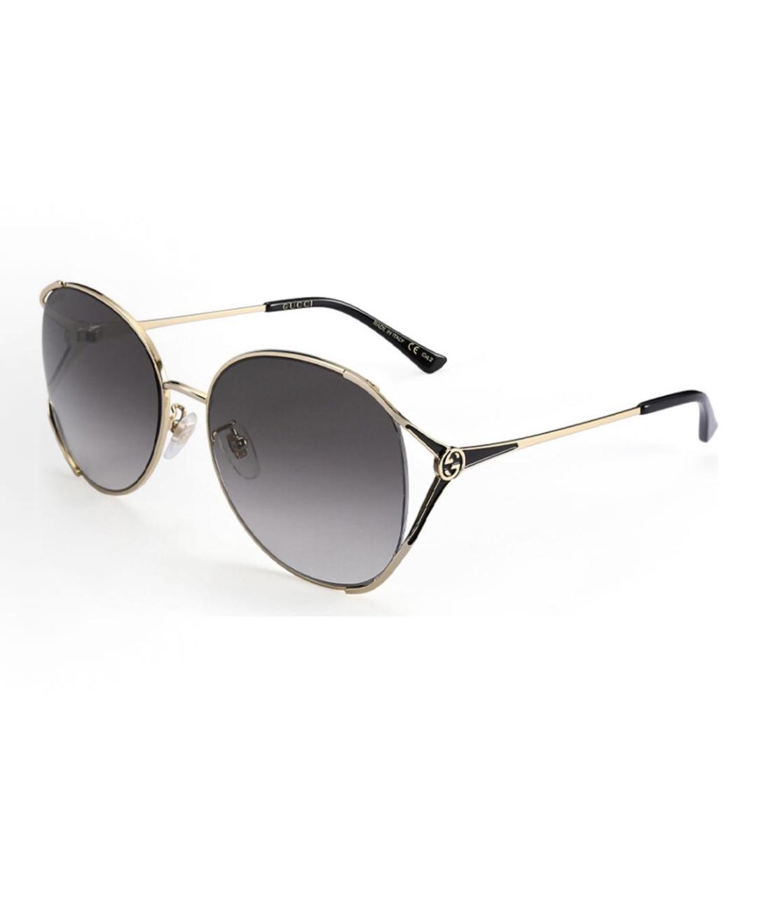 GUCCI Золотые металлические солнцезащитные очки, фото 4