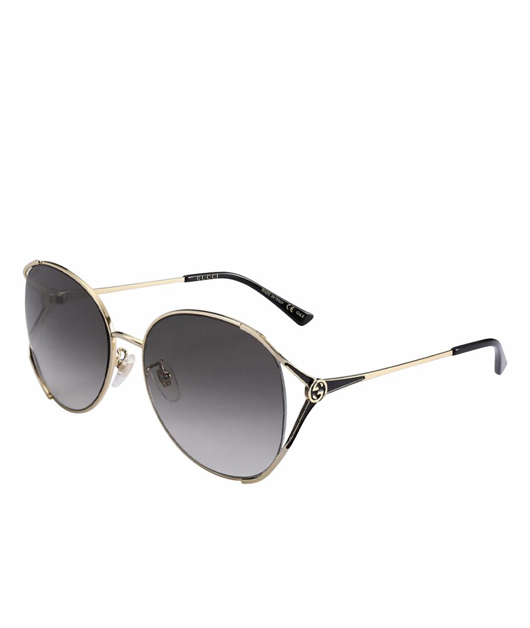 GUCCI Золотые металлические солнцезащитные очки, фото 1