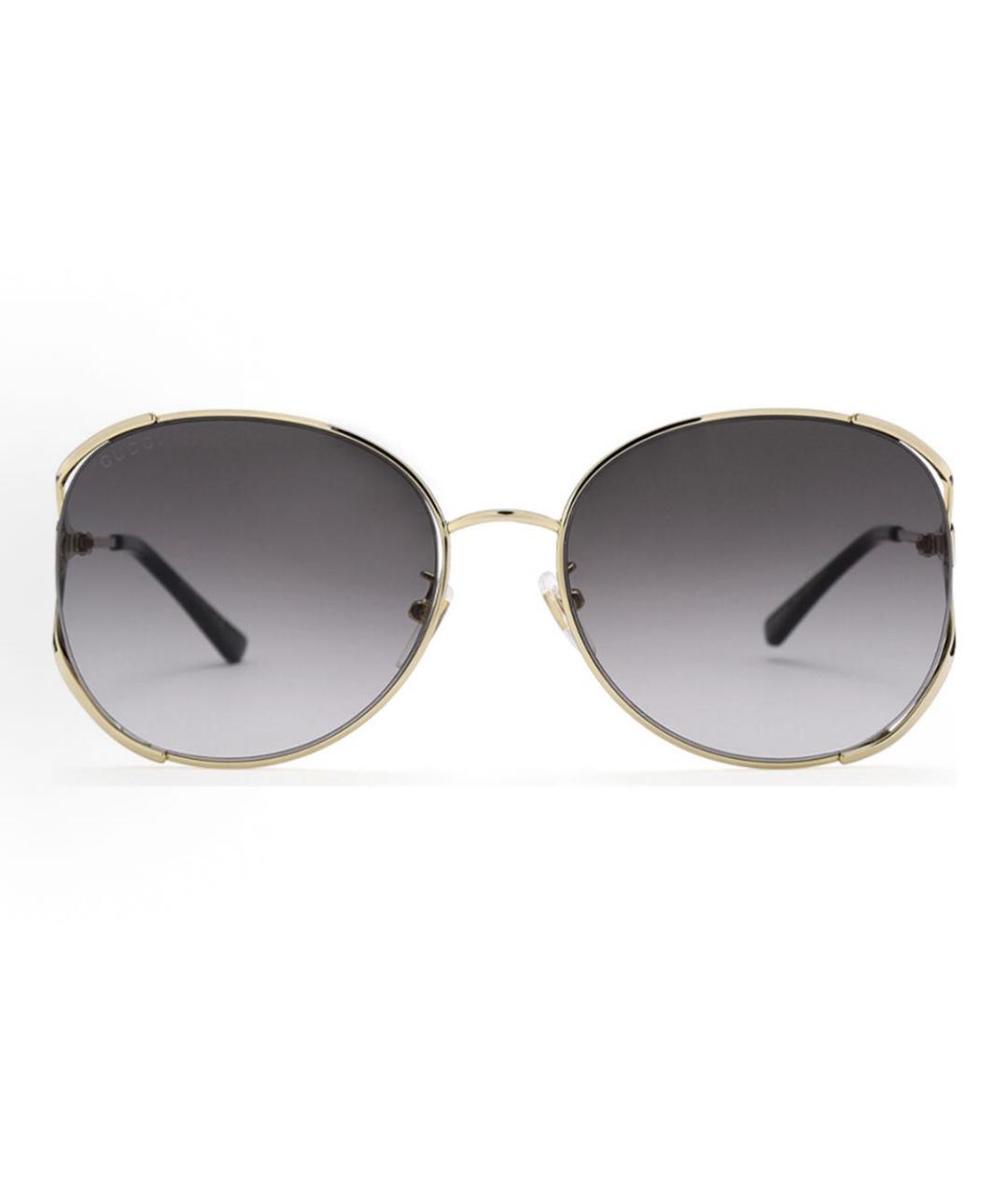 GUCCI Золотые металлические солнцезащитные очки, фото 2