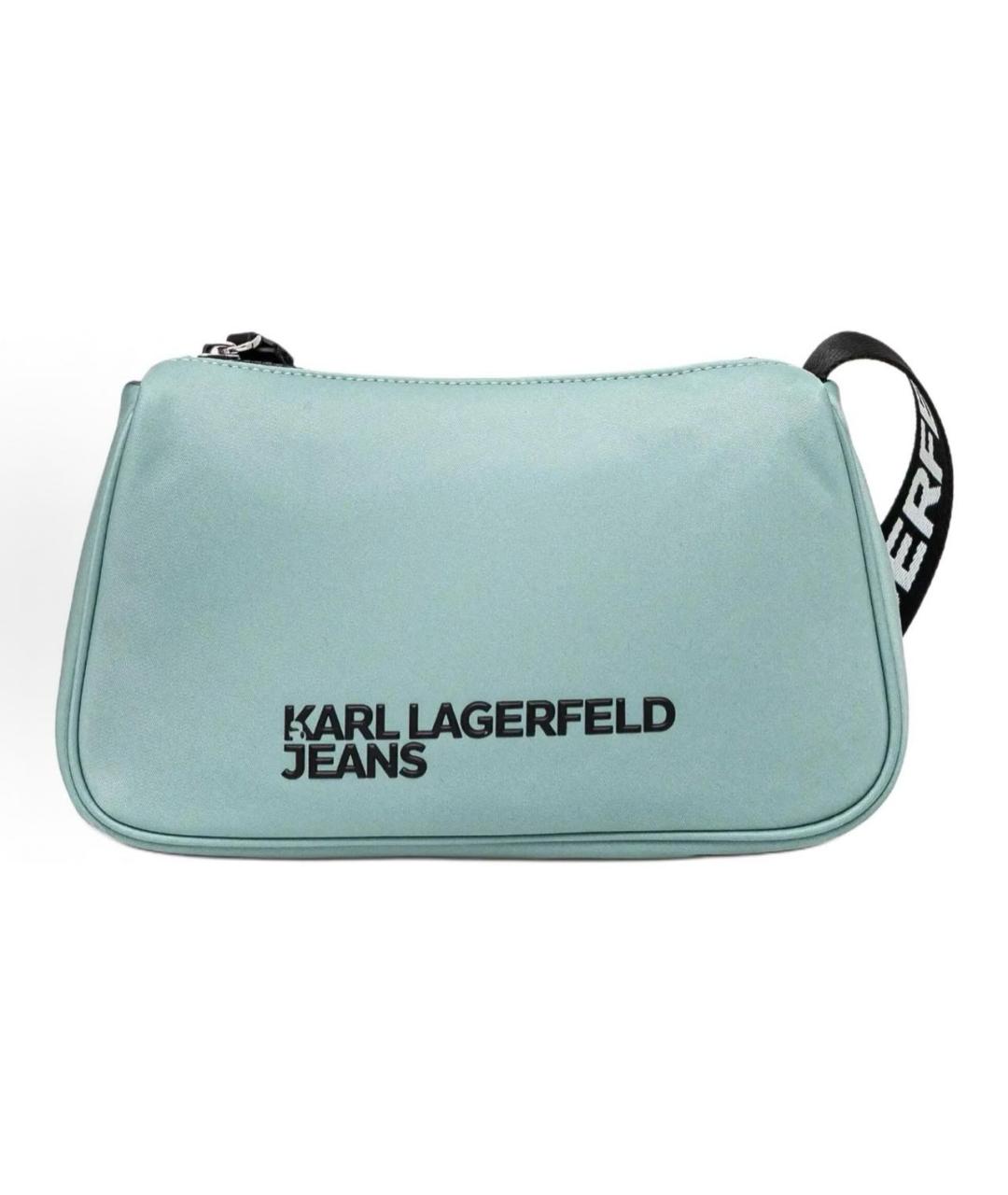 KARL LAGERFELD Бирюзовая тканевая сумка через плечо, фото 4