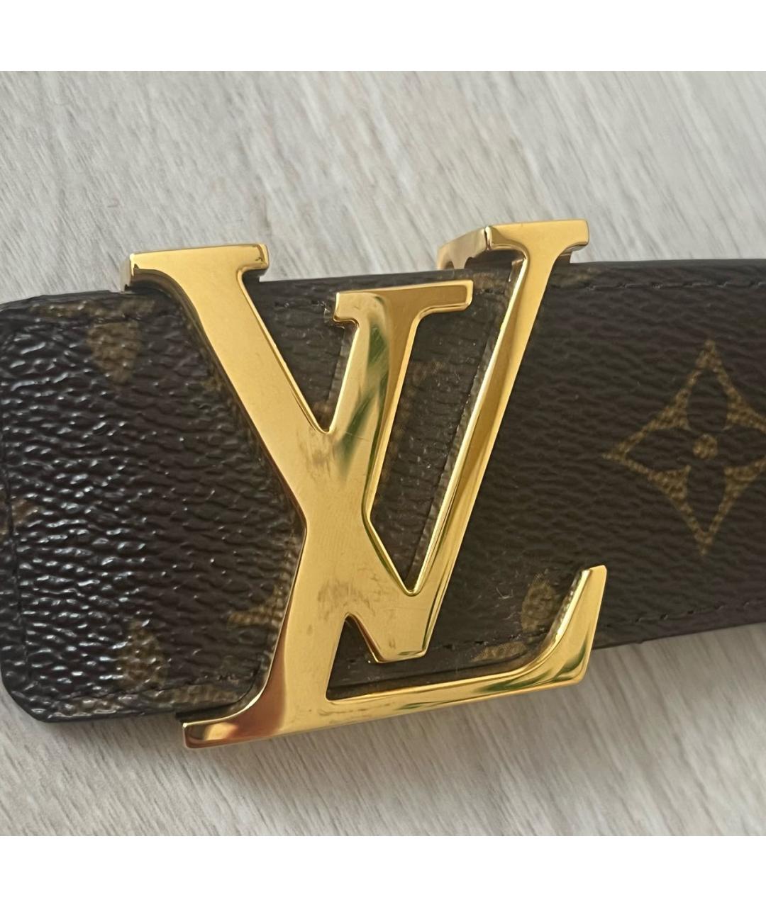 LOUIS VUITTON Коричневый кожаный ремень, фото 3