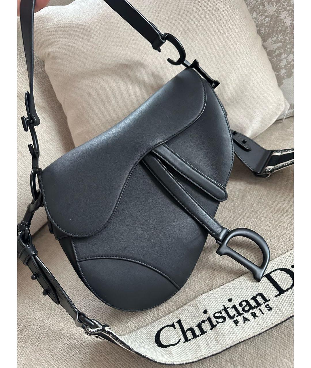 CHRISTIAN DIOR Черная кожаная сумка через плечо, фото 2