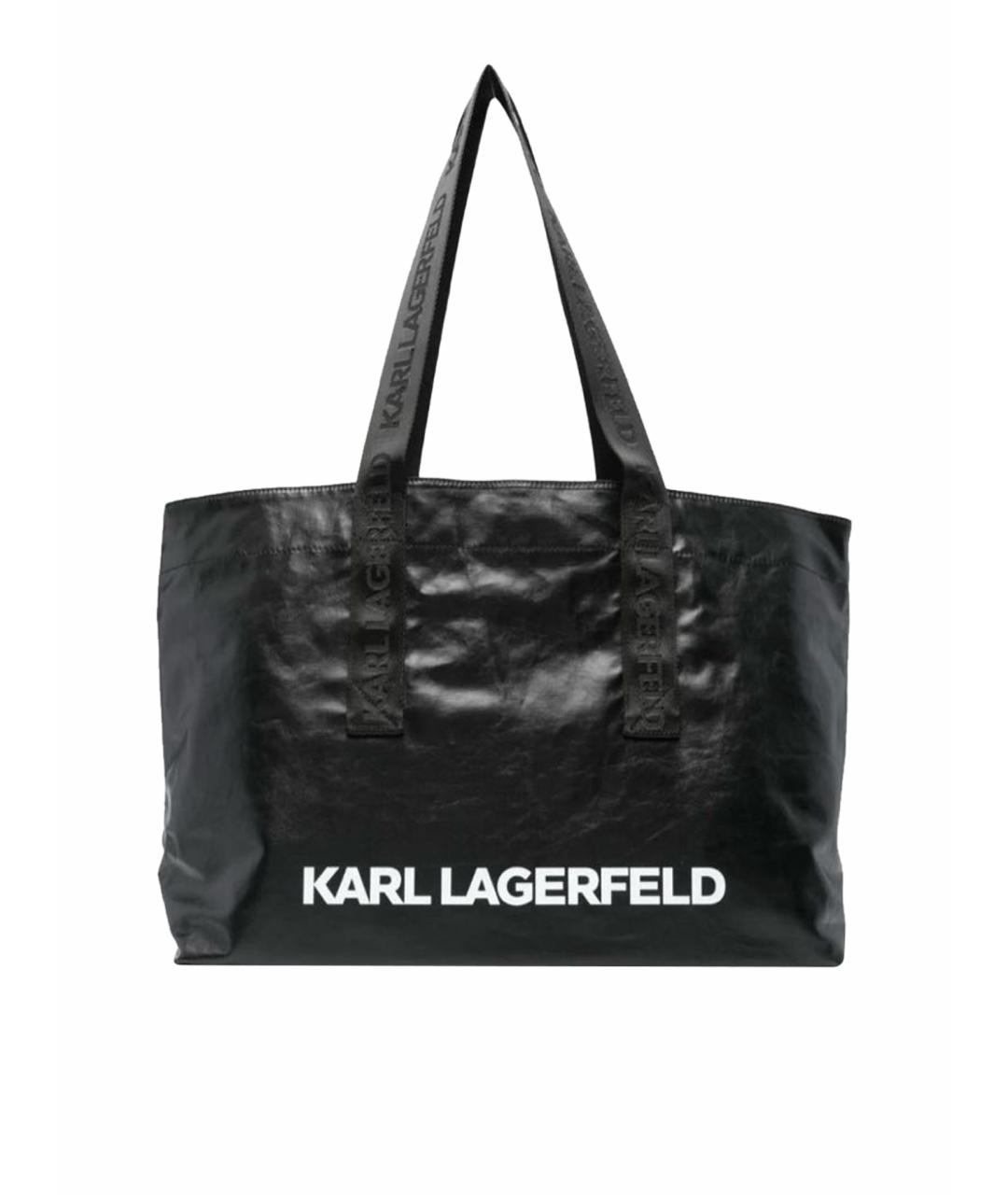 KARL LAGERFELD Черная тканевая сумка тоут, фото 1