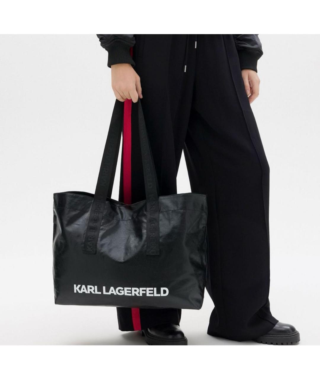 KARL LAGERFELD Черная тканевая сумка тоут, фото 5