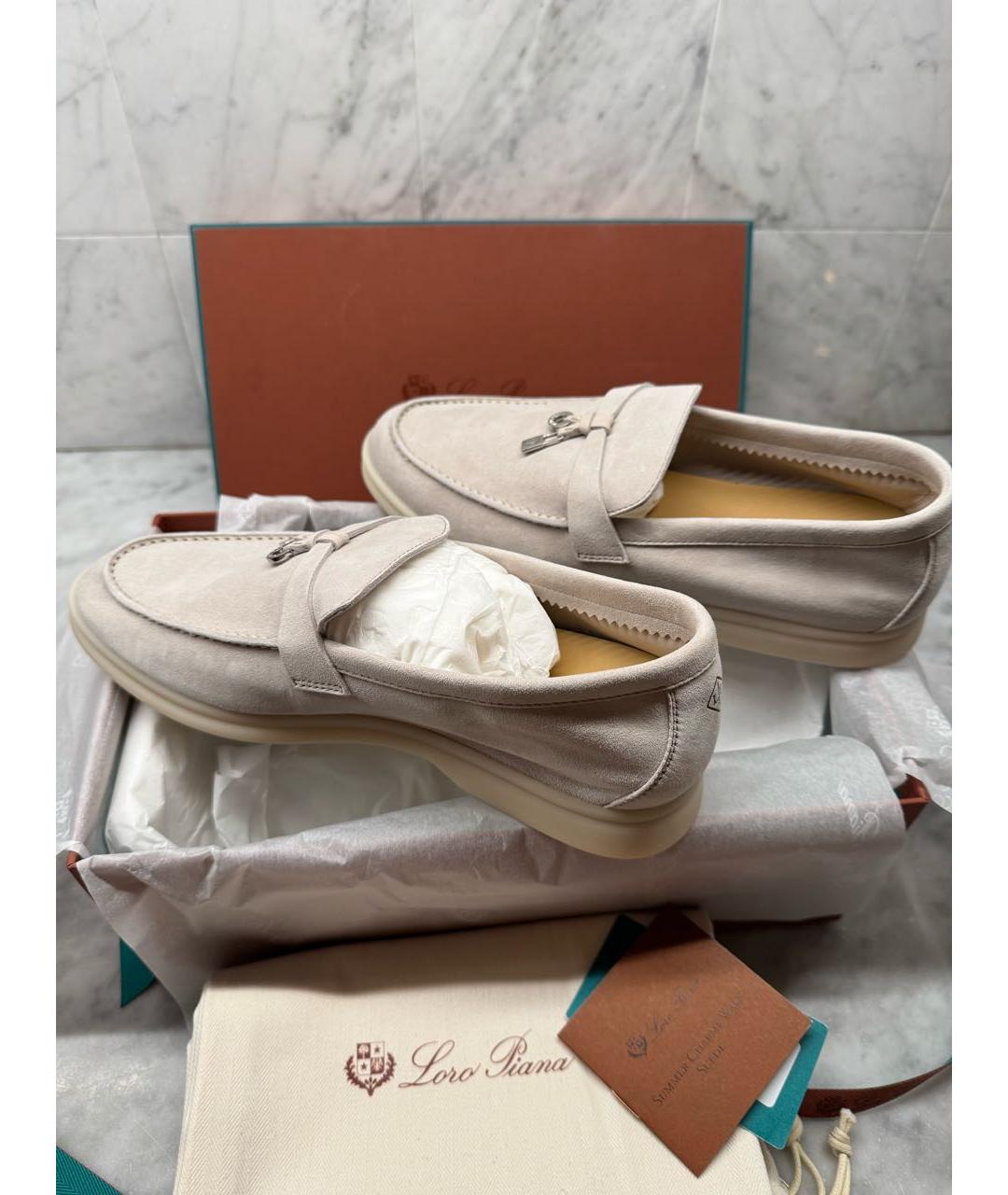 LORO PIANA Бежевые лоферы, фото 6