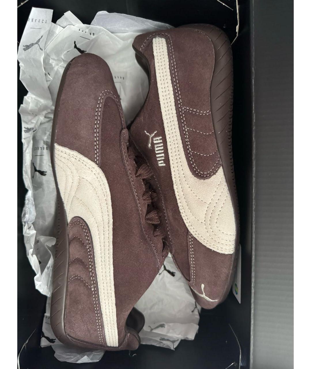PUMA Коричневые нубуковые кроссовки, фото 2
